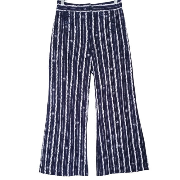 Tory Burch Blue Nautical Print Sailor Pants - Picture 15 of 15